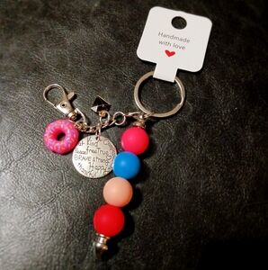 Colorful Beaded Keychain with Inspirational Charm